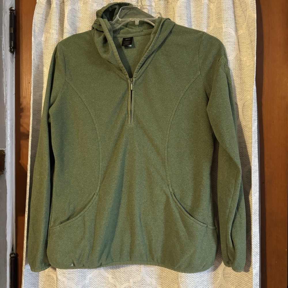 REI Pullover Hoodie Womens Small‎ Green Long Sleeve 1/4 Zip Fleece Lightweight